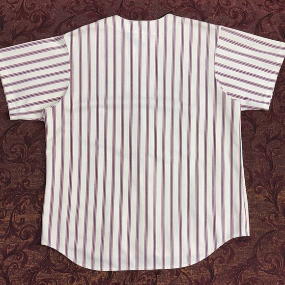 80s Striped Cleveland Indians Majestic MLB Baseball Jersey - Picture 2 of 9